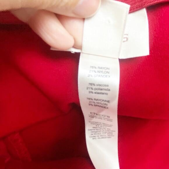 2/$30 Chico's 1.5 Medium Womens Red High Waisted Flat Front Straight Leg Pants - Picture 7 of 10